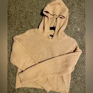 Brave Soul - Fuzzy Cropped Hoodie in Light Brown